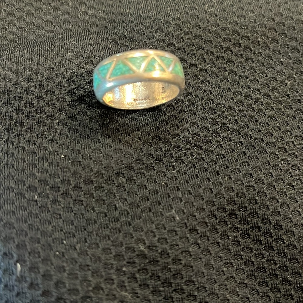 Silver and Turquoise Geometric Ring